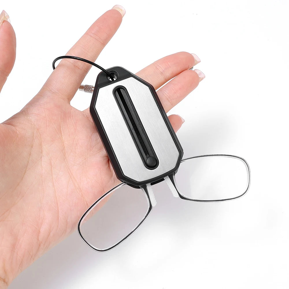 Eazy Optics Reading Glasses paired with a Keychain Case, highlighting the compact and portable design ideal for on-the-go accessibility.
